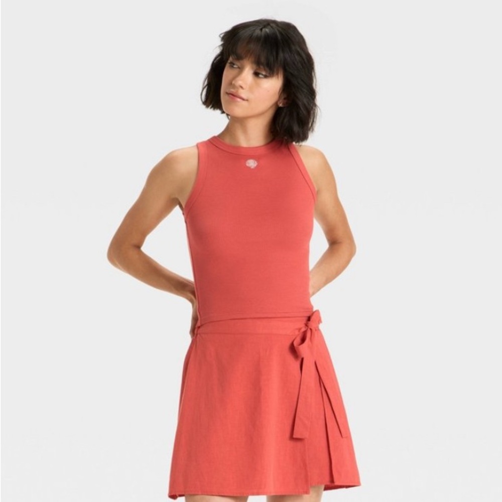 Pink Tank Top with Tie Front
